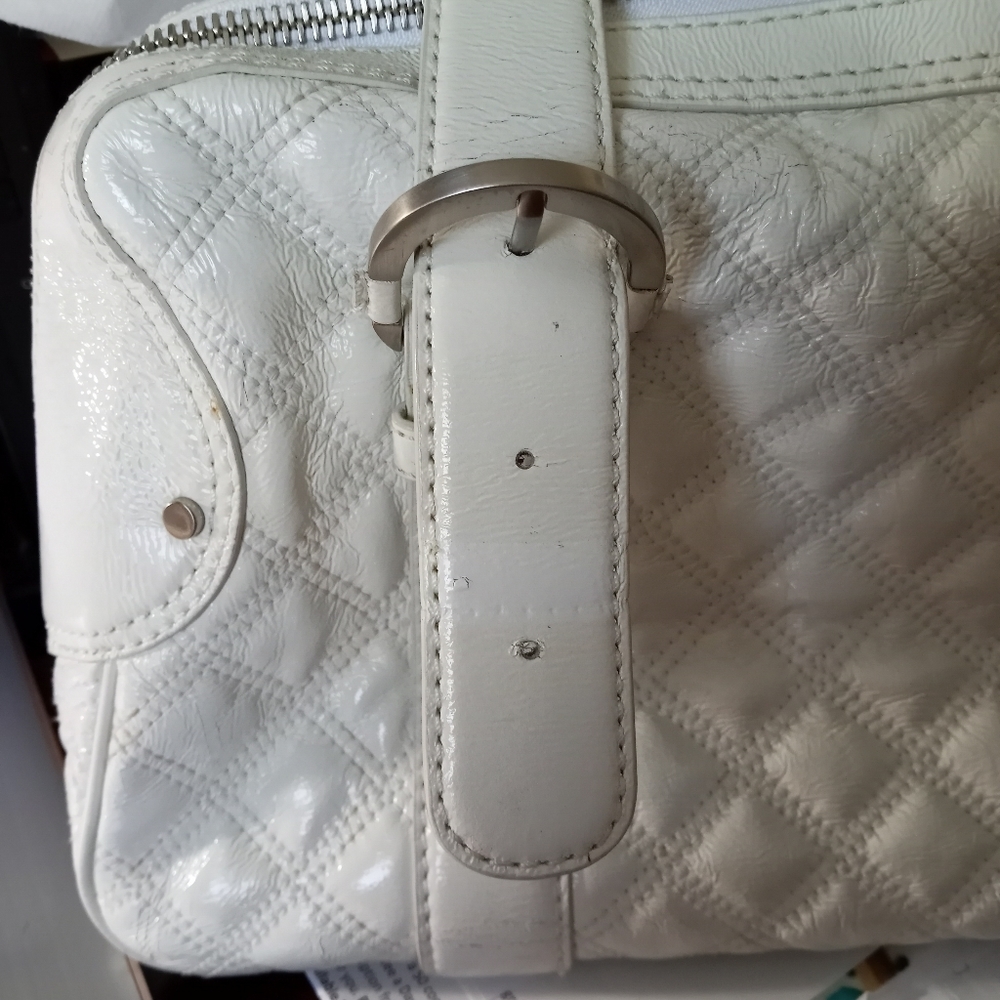 Michael Kors White Patent Leather Quilted Hand Bag - Picture 10 of 14